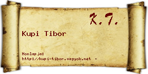 Kupi Tibor névjegykártya